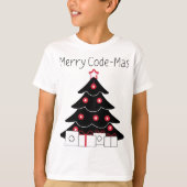 Kerstboom T-Shirt met Merry Code-mas voor Coder (Voorkant)