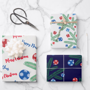 Kerstboom tak met sneeuwvlok decoraties inpakpapier vel