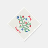 Kerstboom tak met sneeuwvlok decoraties servet (Hoek)