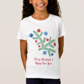 Kerstboom tak met sneeuwvlok decoraties t-shirt (Voorkant)