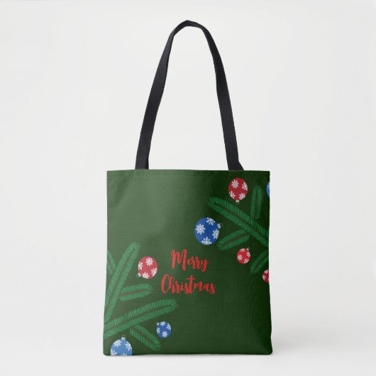 Kerstboom tak met sneeuwvlok decoraties tote bag (Voorkant)