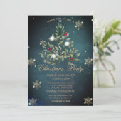 Kerstboom takken Snowflakes Company Party Kaart (Staand voorkant)