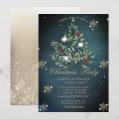 Kerstboom takken Snowflakes Company Party Kaart (Voorkant / Achterkant)