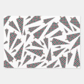 Kerstboom Tartan Patroon op Wit Inpakpapier Vel (Voorkant 3)
