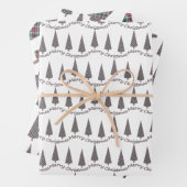 Kerstboom Tartan Patroon op Wit Inpakpapier Vel (In situ)