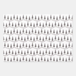 Kerstboom Tartan Patroon op Wit Inpakpapier Vel