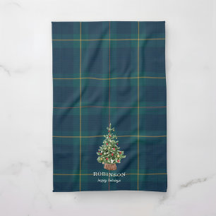 Kerstboom Tartan Schotland Familie Naam Theedoek