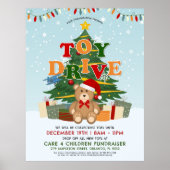 Kerstboom Teddy Bear Speelgoed Drive Fundraiser Poster (Voorkant)
