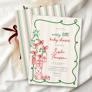 Kerstboom Teddybeer Merry Little Baby Shower Kaart