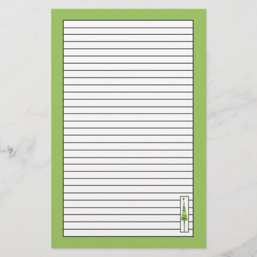 Kerstboom tekening linde groen gevoerd briefpapier (Voorkant)