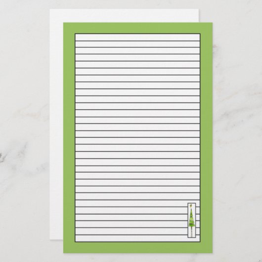 Kerstboom tekening linde groen gevoerd briefpapier (Voorkant / Achterkant)