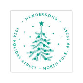 Kerstboom - Terugkeeradres groen Zelfinktende Stempel (Design)