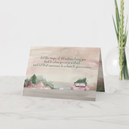 Kerstboom thuisbrengen landelijke Kerstscène Kaart (Voorkant)