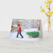 Kerstboom Thuisbrengen Wenskaart Kaart (Gele Bloem)