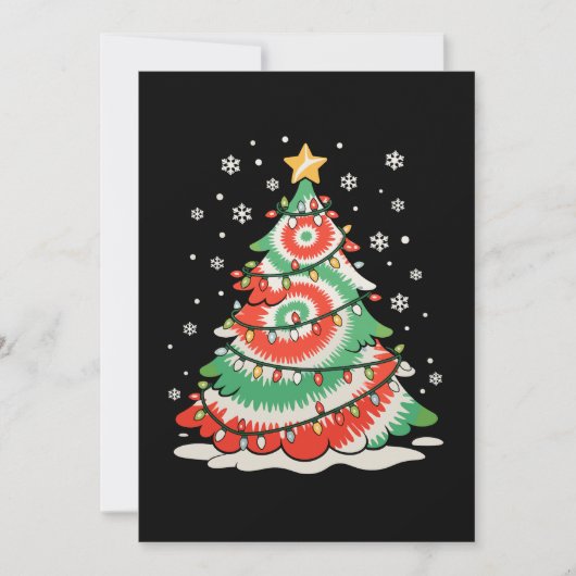 Kerstboom Tie Dye Kerst Retro Sfeer Kaart (Voorkant)