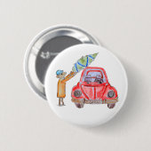 Kerstboom Tijd! Ronde Button 5,7 Cm (Voorkant /achterkant)