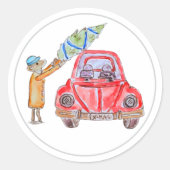 Kerstboom Tijd! Ronde Sticker (Voorkant)
