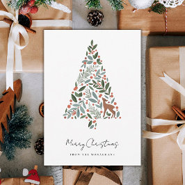  kerstboom tijdens de winter | Little Deer Feestdagenkaart