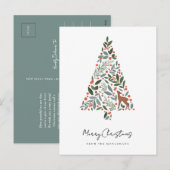  kerstboom tijdens de winter | Little Deer Feestdagenkaart (Voorkant / Achterkant)