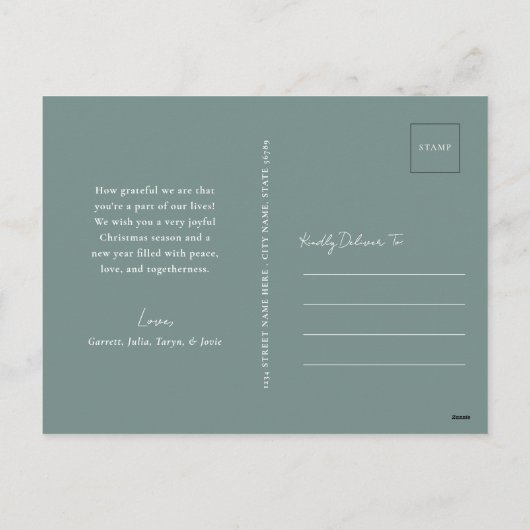  kerstboom tijdens de winter | Little Deer Feestdagenkaart (Achterkant)