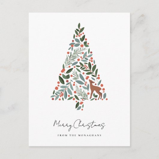 kerstboom tijdens de winter | Little Deer Feestdagenkaart (Voorkant)