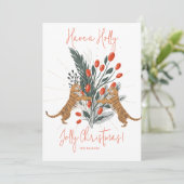 Kerstboom & Tijgers Holly Jolly Christmas Kaart (Staand voorkant)