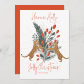 Kerstboom & Tijgers Holly Jolly Christmas Kaart (Voorkant / Achterkant)