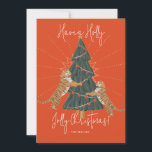 Kerstboom & Tijgers Jolly Kerst Kaart<br><div class="desc">Kerst thema wenskaart met leuke tijgers,  kerstboom,  aangepaste tekst-Have a holly jolly Christmas.</div>