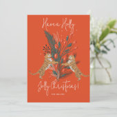 Kerstboom & Tijgers Jolly Kerst Kaart (Staand voorkant)