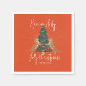 Kerstboom & Tijgers Jolly Kerst Kaart Servet (Voorkant)
