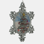 kerstboom tin sneeuwvlok ornament (Links)