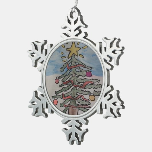 kerstboom tin sneeuwvlok ornament (Rechts)
