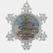 kerstboom tin sneeuwvlok ornament (Voorkant)