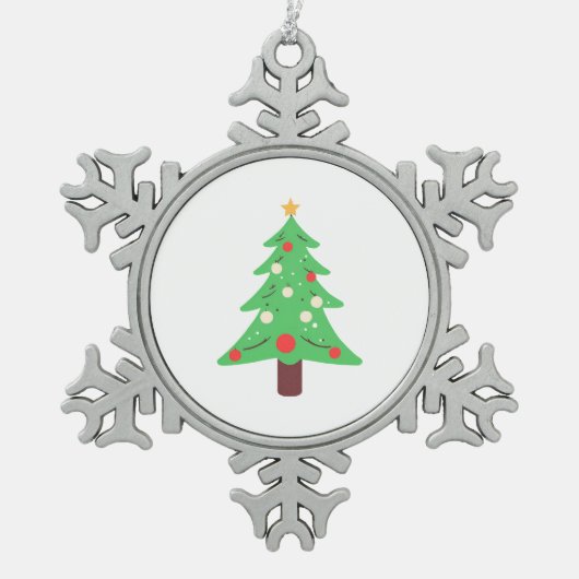 kerstboom tin sneeuwvlok ornament (Voorkant)