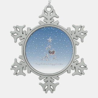 kerstboom tin sneeuwvlok ornament