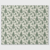 Kerstboom Toile de Jouy Green Cadeaupapier (Vlak)