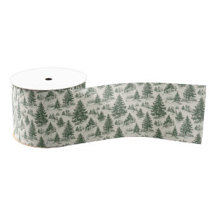 Kerstboom Toile de Jouy Green Grosgrain Lint