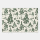 Kerstboom Toile de Jouy Green Inpakpapier Vel (Voorkant 2)
