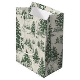 Kerstboom Toile de Jouy Green Medium Cadeauzakje