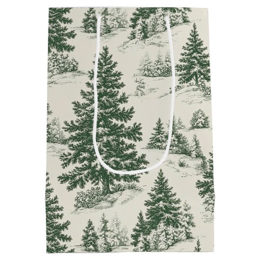Kerstboom Toile de Jouy Green Medium Cadeauzakje (Achterkant)