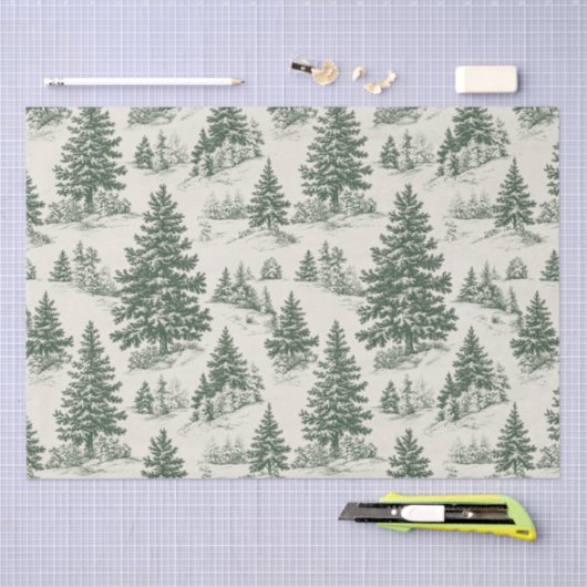 Kerstboom Toile de Jouy Green Tissuepapier (Craft)