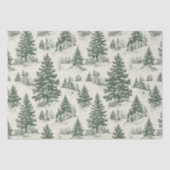 Kerstboom Toile de Jouy Green Tissuepapier (Voorkant)