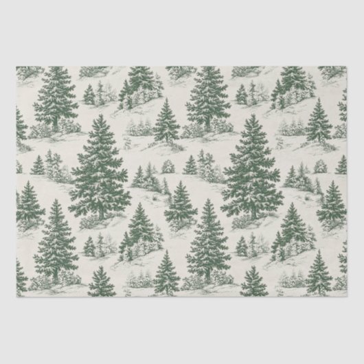 Kerstboom Toile de Jouy Green Tissuepapier (Voorkant)