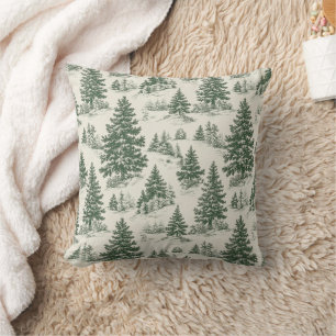 Kerstboom Toile De Jouy Groene Tafelkleed Kussen