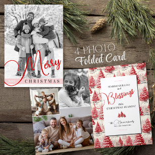 Kerstboom Toile Persoonlijke Familiefoto Feestdagen Kaart