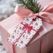 Kerstboom & Town Roze Retro Van Roze Bow Cadeaulabel