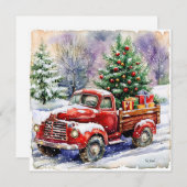 Kerstboom Transportwagen Feestdagenkaart (Voorkant / Achterkant)