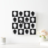  kerstboom - Trendy Black en White Vierkante Klok (Huis)