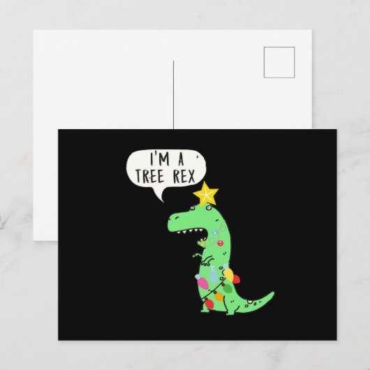 kerstboom TRex nieuwjaars dinerkerstcadeau Briefkaart (Voorkant / Achterkant)