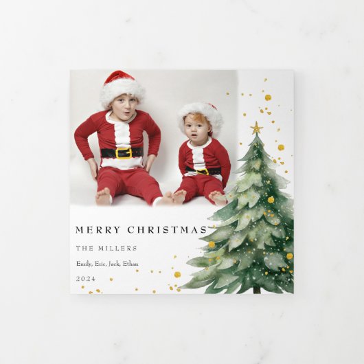 Kerstboom Trifold Foto Kerst Kaart (Cover)